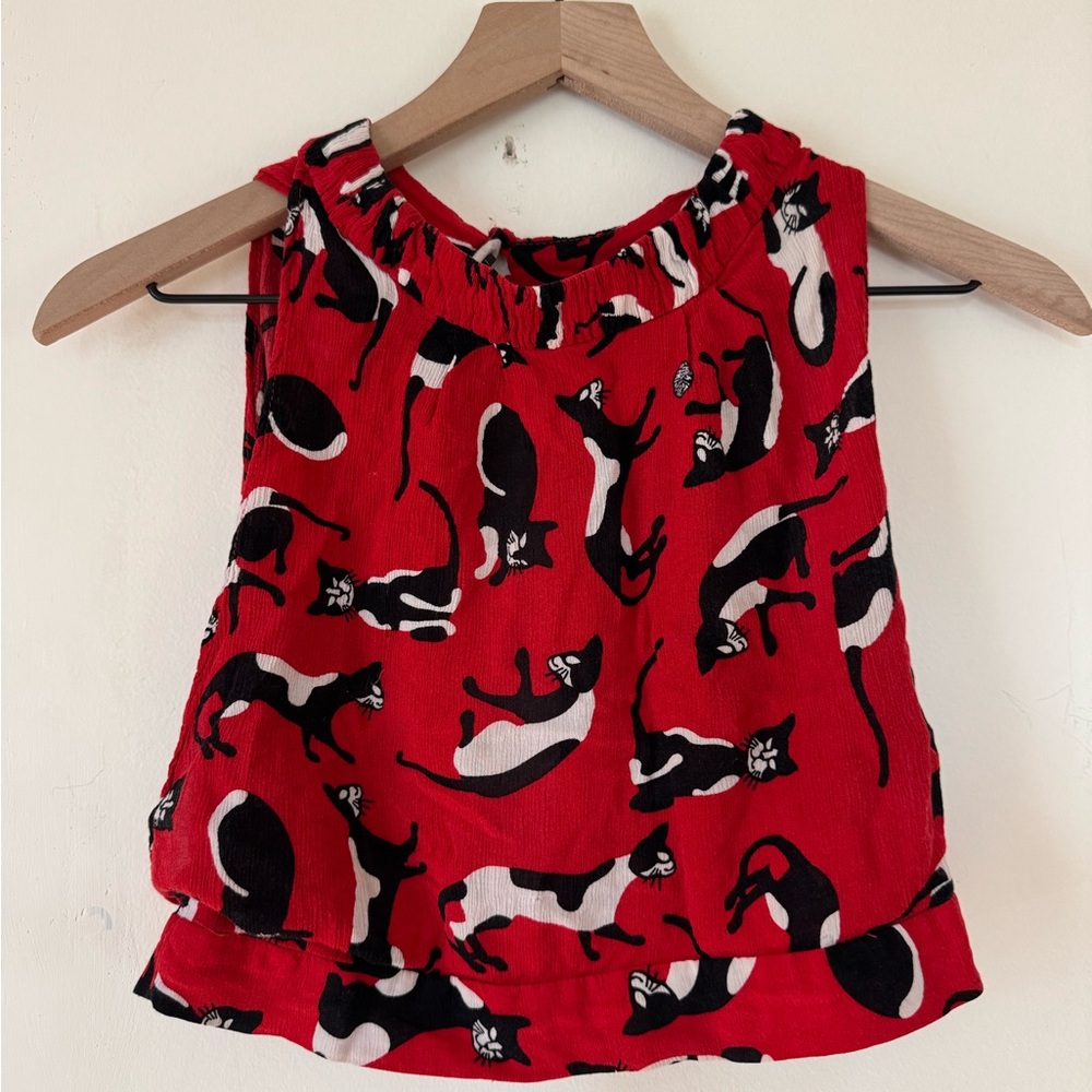 FARM Rio Red Cat Print Crop Top